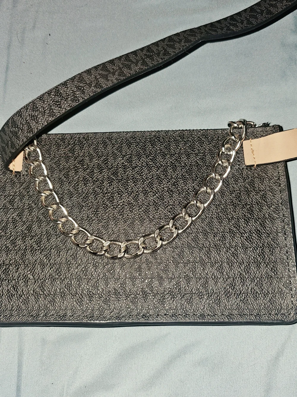 Michael Kors Black Crossbody with Silver Chain Detail